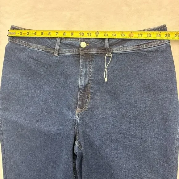 mango MNG Catherine Raw Hem High Waist Wide Leg Culotte Jeans Size 18 Dark Blue - Picture 12 of 15